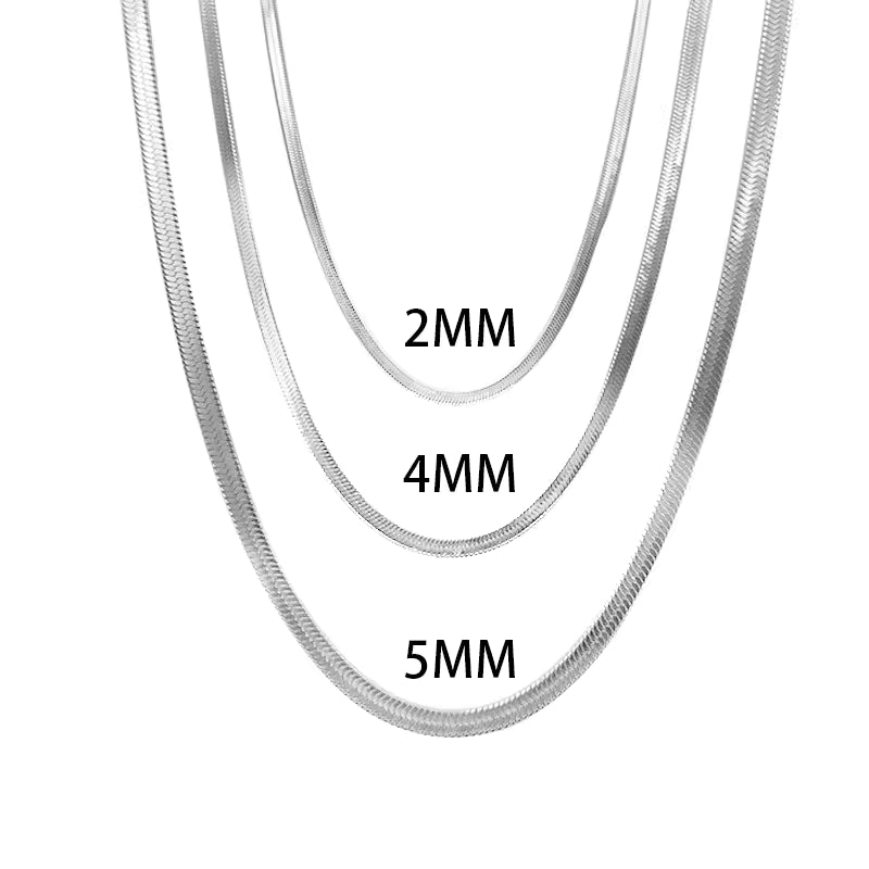Fashion Unisex Punk Blade Chain Women Necklace 2/4/5mm Width Women Flat Gold Color Stainless Steel Chain Necklace Women Jewelry