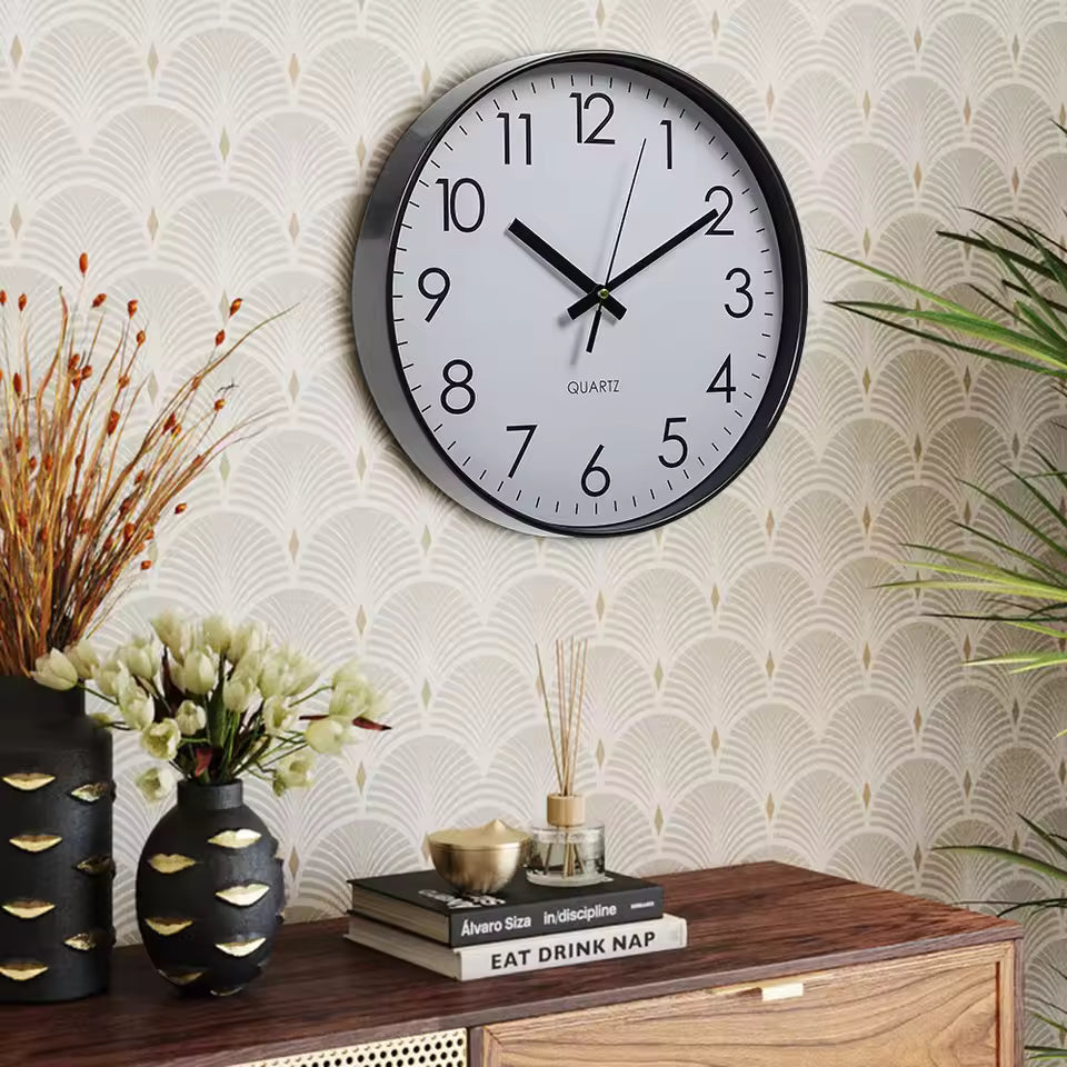 Voltsify 12 Inch Non-Ticking Battery Operated Wall Clock for Living Room, Bedroom, or Office