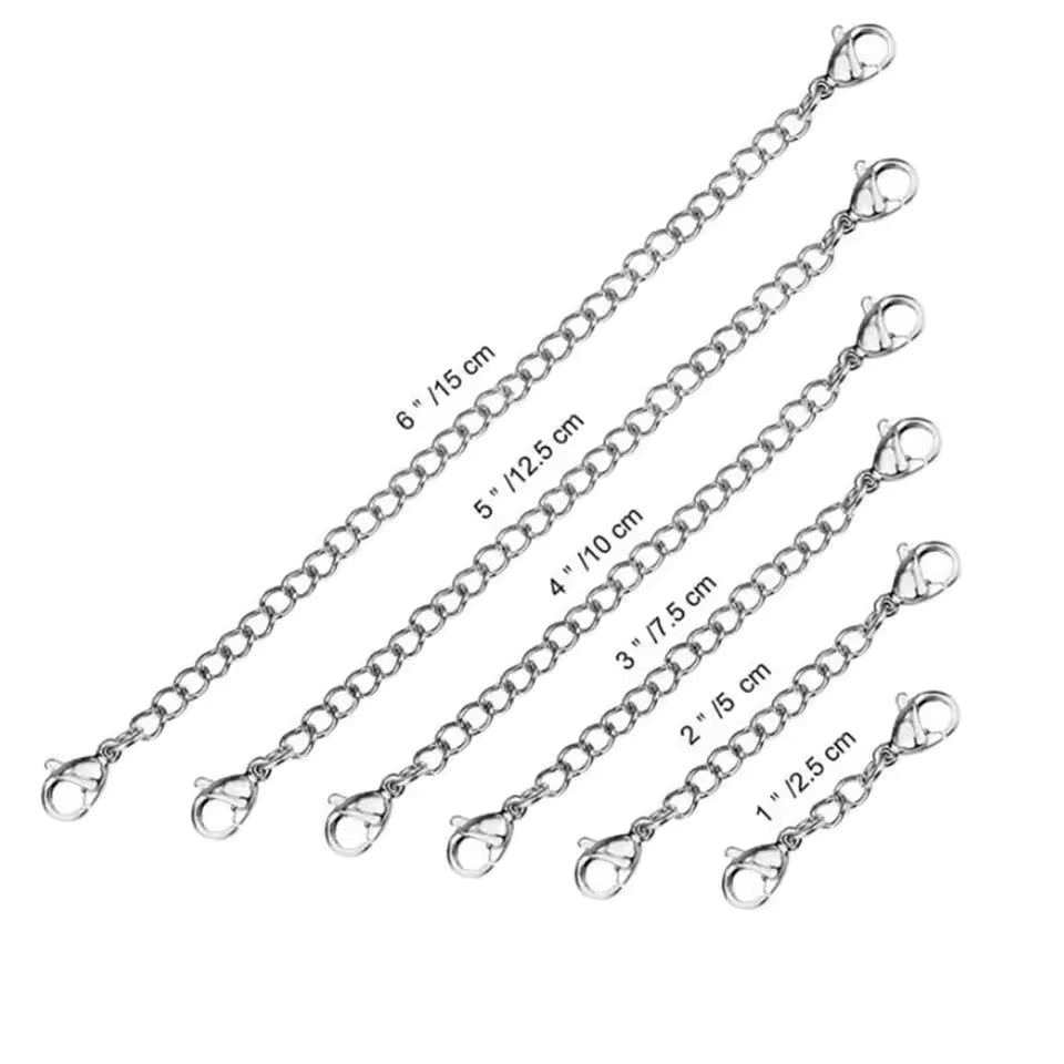 10pcs Stainless Steel Extender Chain Adjustable Necklace Bracelet, Lobster Clasps Extension Link Set for DIY Jewelry Making