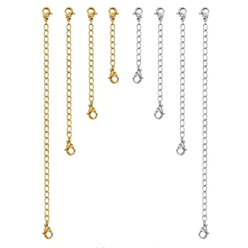10pcs Stainless Steel Extender Chain Adjustable Necklace Bracelet, Lobster Clasps Extension Link Set for DIY Jewelry Making