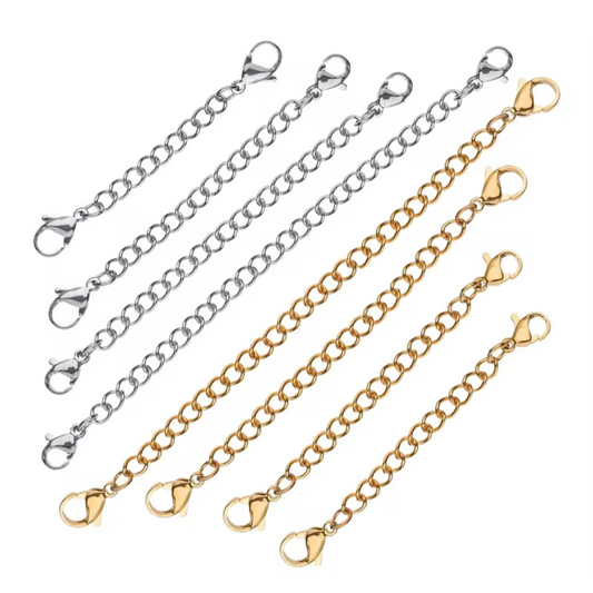 10pcs Stainless Steel Extender Chain Adjustable Necklace Bracelet, Lobster Clasps Extension Link Set for DIY Jewelry Making