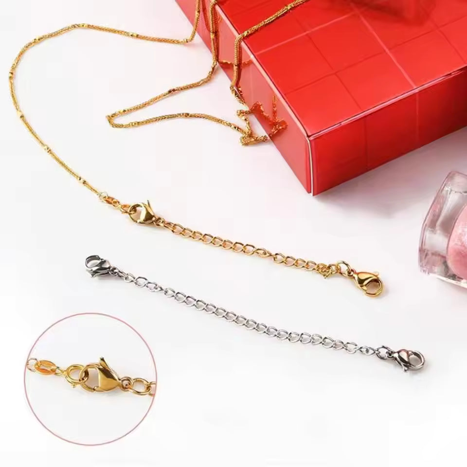 10pcs Stainless Steel Extender Chain Adjustable Necklace Bracelet, Lobster Clasps Extension Link Set for DIY Jewelry Making