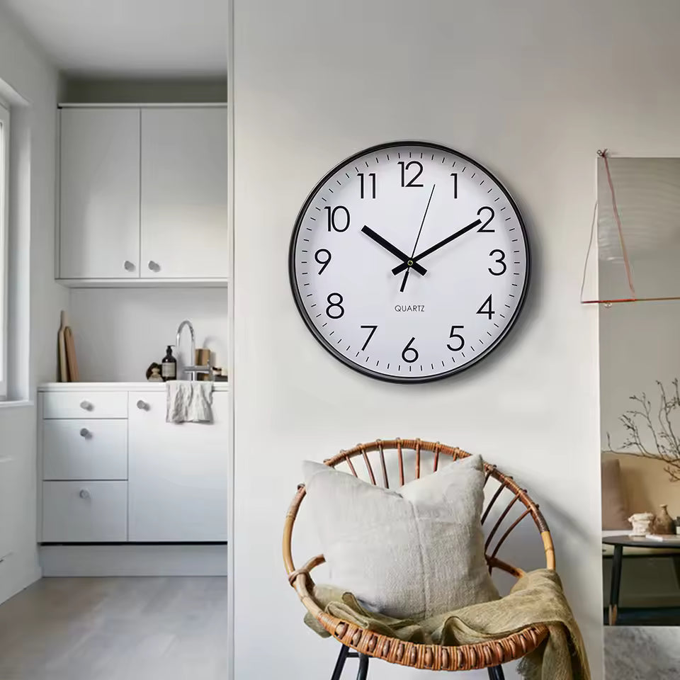 Voltsify 12 Inch Non-Ticking Battery Operated Wall Clock for Living Room, Bedroom, or Office