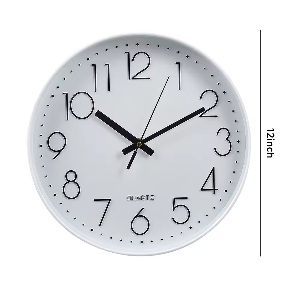 Voltsify 12 Inch Non-Ticking Battery Operated Wall Clock for Living Room, Bedroom, or Office