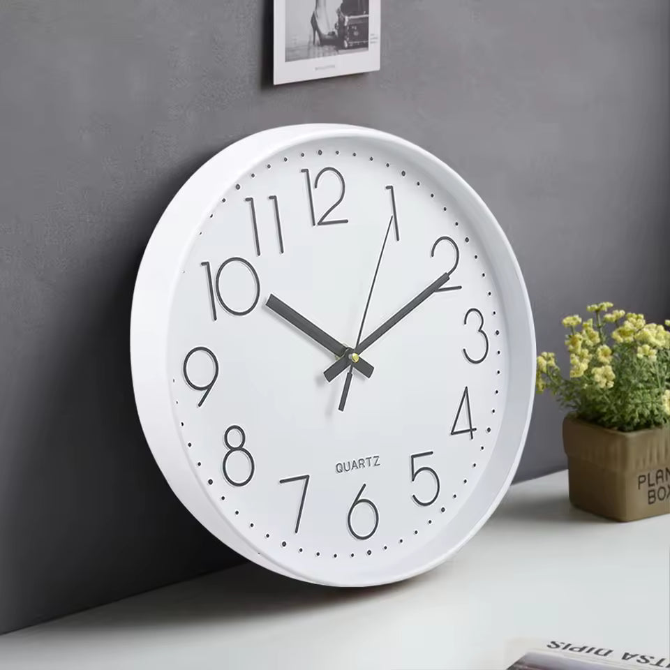 Voltsify 12 Inch Non-Ticking Battery Operated Wall Clock for Living Room, Bedroom, or Office