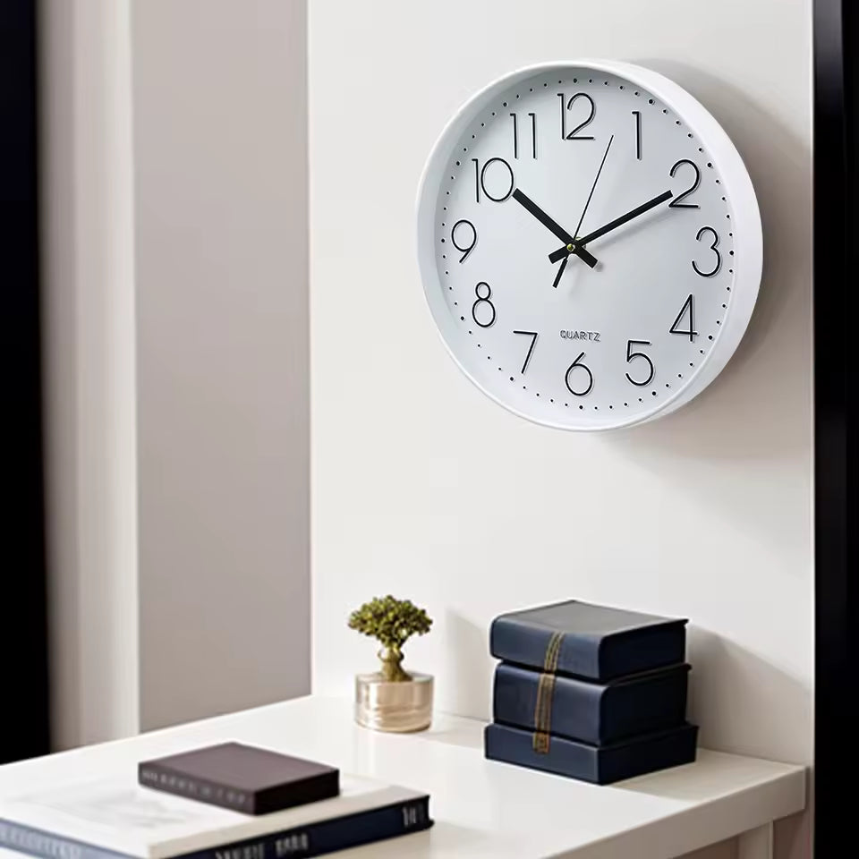 Voltsify 12 Inch Non-Ticking Battery Operated Wall Clock for Living Room, Bedroom, or Office